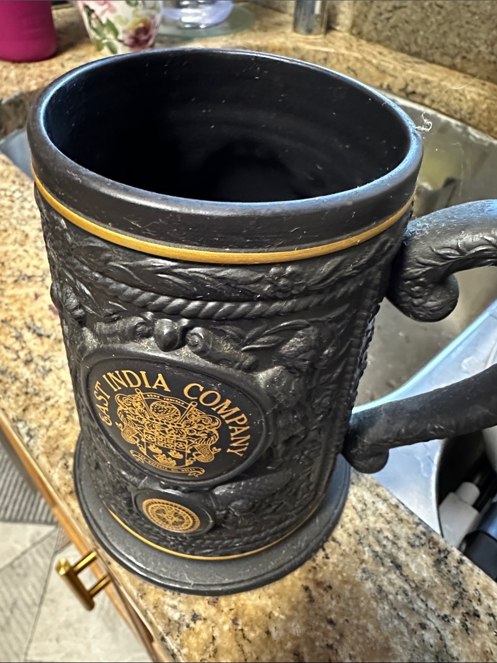 Black and Gold Decorative Beer Stein